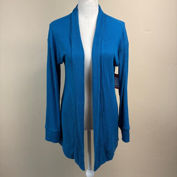 NWT Cuddl Duds Blue Ribbed Open Front Cardigan Size XS - Picture 1 of 4